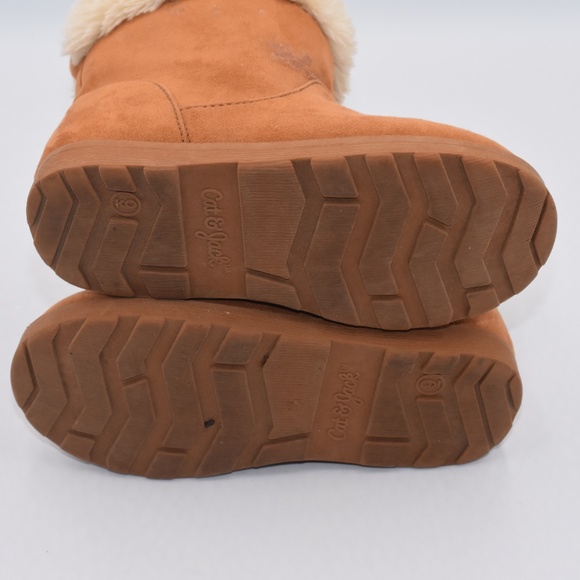 CAT & JACK, Faux Suede Fur Lined Zip Side Ankle Boots Warm Comfort Girl's Size 6 - Picture 8 of 8